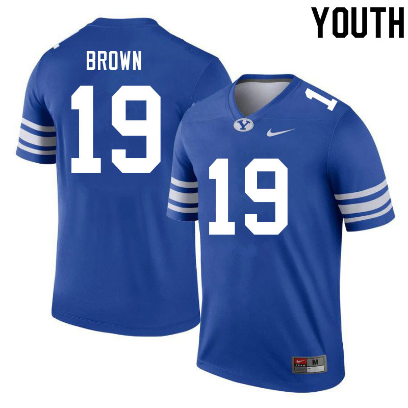 Youth #19 Javelle Brown BYU Cougars College Football Jerseys Sale-Royal